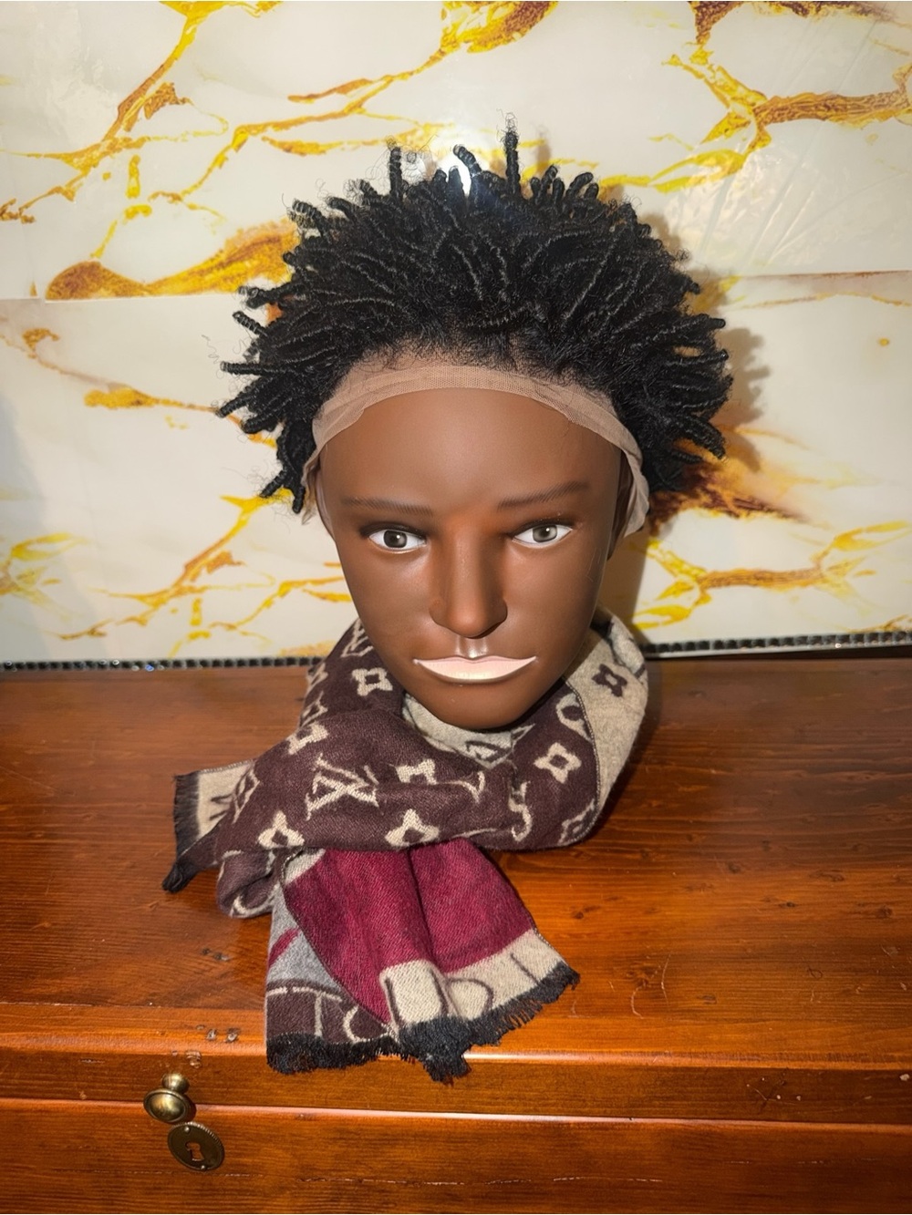 Black Short Locs Wig with Natural Hairline - (scarf not included)